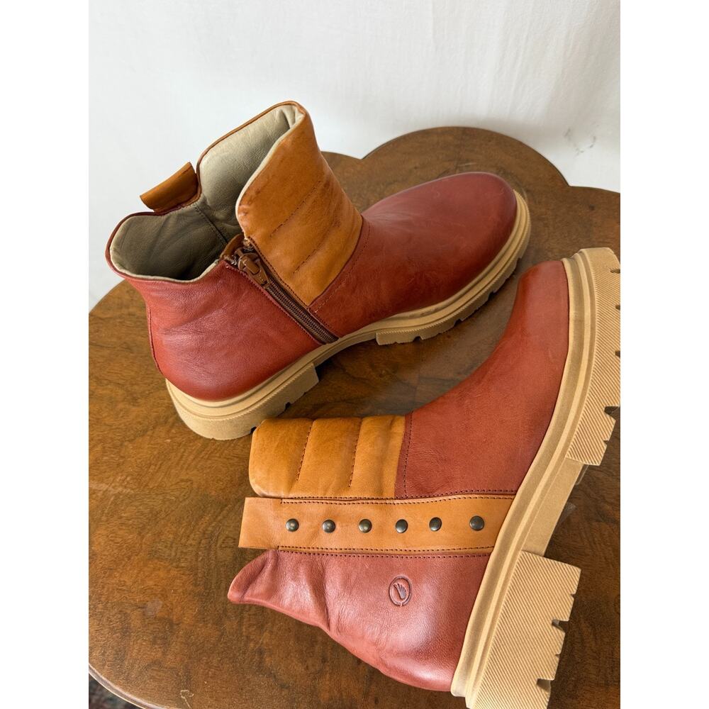 NIB Casta Xenia Rust Cognac Leather Two Tone Boot with Grommets #0281 EU 39 - Picture 3 of 9